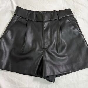 High-Waist Black Faux Leather Women’s Shorts